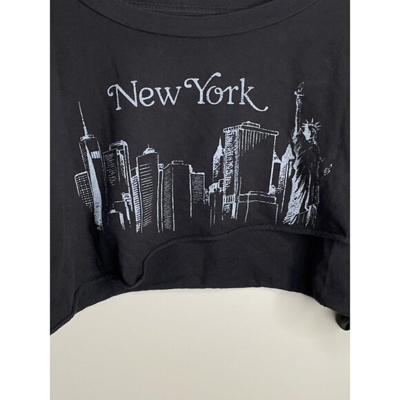 Free People New York Vintage Souls Destination Extreme Crop Top Tee Shirt Size L - Picture 5 of 7